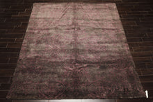 8x10 Greenish, Gray, Aubergine Color Hand Knotted Tibetan Wool Transitional Oriental Rug