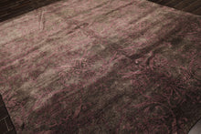 8x10 Greenish, Gray, Aubergine Color Hand Knotted Tibetan Wool Transitional Oriental Rug
