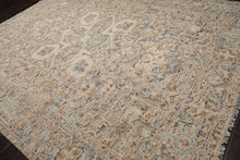 9x12 Beige, Tan, Brown Color Hand Knotted Embossed Look Wool and Silk Transitional Oriental Rug