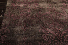 8x10 Greenish, Gray, Aubergine Color Hand Knotted Tibetan Wool Transitional Oriental Rug