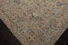 9x12 Beige, Tan, Brown Color Hand Knotted Embossed Look Wool and Silk Transitional Oriental Rug