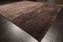 8x10 Greenish, Gray, Aubergine Color Hand Knotted Tibetan Wool Transitional Oriental Rug