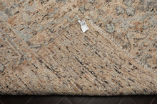 9x12 Beige, Tan, Brown Color Hand Knotted Embossed Look Wool and Silk Transitional Oriental Rug