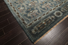 8x10 Aqua, Taupe, Brown Color Hand Knotted Tibetan Wool Traditional Oriental Rug