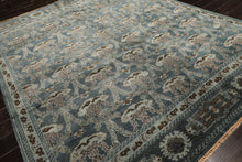 8x10 Aqua, Taupe, Brown Color Hand Knotted Tibetan Wool Traditional Oriental Rug