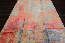 6x9 Beige, Coral, Blue Color Hand Knotted Sherpa Wool and Silk Modern Oriental Rug