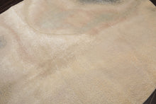 Round Beige, Taupe, Ivory Color Hand Knotted Sherpa Wool and Silk Modern Oriental Rug