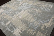 9x12 Gray, Beige, Ivory Color Hand Knotted Sherpa Wool and Silk Modern Oriental Rug