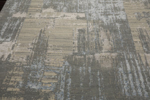 9x12 Gray, Beige, Ivory Color Hand Knotted Sherpa Wool and Silk Modern Oriental Rug