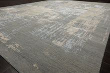 9x12 Gray, Beige, Ivory Color Hand Knotted Sherpa Wool and Silk Modern Oriental Rug