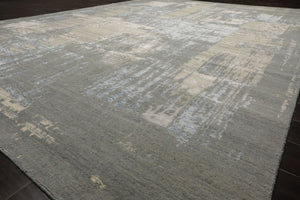 9x12 Gray, Beige, Ivory Color Hand Knotted Sherpa Wool and Silk Modern Oriental Rug