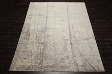 8x10 Lavender, Mint, Gray Color Hand Loomed Sherpa Wool and Silk Modern Oriental Rug