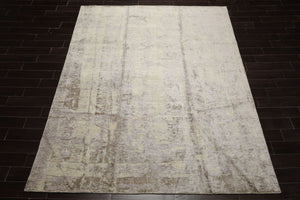 8x10 Lavender, Mint, Gray Color Hand Loomed Sherpa Wool and Silk Modern Oriental Rug