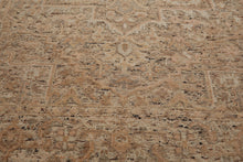 9x12 Tan, Beige, Gray Color Hand Knotted Embossed Look Wool and Silk Transitional Oriental Rug