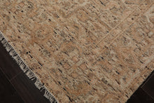 9x12 Tan, Beige, Gray Color Hand Knotted Embossed Look Wool and Silk Transitional Oriental Rug