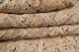 9x12 Tan, Beige, Gray Color Hand Knotted Embossed Look Wool and Silk Transitional Oriental Rug