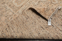 9x12 Tan, Beige, Gray Color Hand Knotted Embossed Look Wool and Silk Transitional Oriental Rug