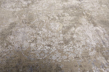 8x10 Moss, Gray, Blue Color Hand Knotted Tibetan Sherpa Wool & Bamboo Silk Modern & Contemporary Oriental Rug
