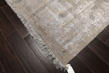 8x10 Moss, Gray, Blue Color Hand Knotted Tibetan Sherpa Wool & Bamboo Silk Modern & Contemporary Oriental Rug