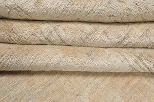 8x10 Beige, Gray, Muted Earth Tones Color Hand Loomed Sherpa Wool and Silk Modern Oriental Rug