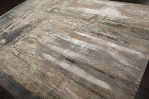 8x10 Beige, Gray, Taupe Color Hand Knotted Sherpa Wool and Silk Modern Oriental Rug