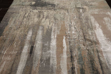 8x10 Beige, Gray, Taupe Color Hand Knotted Sherpa Wool and Silk Modern Oriental Rug