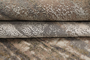 8x10 Beige, Gray, Taupe Color Hand Knotted Sherpa Wool and Silk Modern Oriental Rug