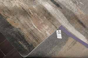 8x10 Beige, Gray, Taupe Color Hand Knotted Sherpa Wool and Silk Modern Oriental Rug