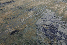 9x12 Gray, Beige, Aqua Color Hand Knotted Sherpa Wool and Silk Modern Oriental Rug