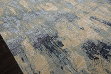 9x12 Gray, Beige, Aqua Color Hand Knotted Sherpa Wool and Silk Modern Oriental Rug
