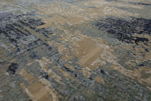 9x12 Gray, Beige, Aqua Color Hand Knotted Sherpa Wool and Silk Modern Oriental Rug