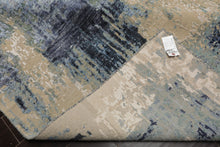 9x12 Gray, Beige, Aqua Color Hand Knotted Sherpa Wool and Silk Modern Oriental Rug