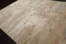 9x12 Beige, Tan, Gray Color Hand Knotted Sherpa Wool and Silk Modern Oriental Rug