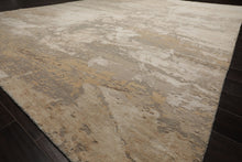 9x12 Beige, Tan, Gray Color Hand Knotted Sherpa Wool and Silk Modern Oriental Rug