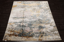 8x10 Gray, Ivory, Slate Color Hand Knotted Sherpa Wool and Silk Modern Oriental Rug