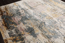 8x10 Gray, Ivory, Slate Color Hand Knotted Sherpa Wool and Silk Modern Oriental Rug