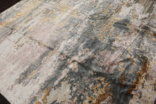 8x10 Gray, Ivory, Slate Color Hand Knotted Sherpa Wool and Silk Modern Oriental Rug