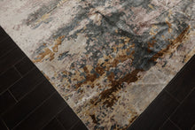 8x10 Gray, Ivory, Slate Color Hand Knotted Sherpa Wool and Silk Modern Oriental Rug