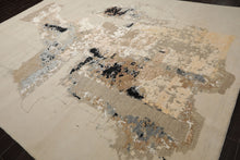 9x12 Ivory, Gray, Tan Color Hand Knotted Sherpa Wool and Silk Modern Oriental Rug