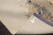 9x12 Ivory, Gray, Tan Color Hand Knotted Sherpa Wool and Silk Modern Oriental Rug