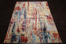 9x12 Beige, Rust, Gold Color Hand Knotted Sherpa Wool and Silk Modern Oriental Rug