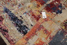 9x12 Beige, Rust, Gold Color Hand Knotted Sherpa Wool and Silk Modern Oriental Rug