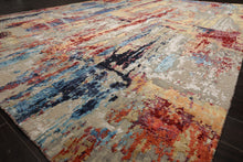 9x12 Beige, Rust, Gold Color Hand Knotted Sherpa Wool and Silk Modern Oriental Rug