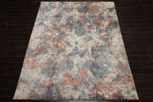 8x10 Beige, Slate, Tan Color Hand Knotted Sherpa Wool and Silk Modern Oriental Rug