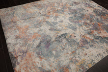 8x10 Beige, Slate, Tan Color Hand Knotted Sherpa Wool and Silk Modern Oriental Rug
