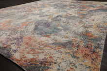 8x10 Beige, Slate, Tan Color Hand Knotted Sherpa Wool and Silk Modern Oriental Rug