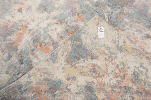 8x10 Beige, Slate, Tan Color Hand Knotted Sherpa Wool and Silk Modern Oriental Rug