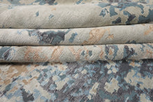 9x12 Gray, Blue, Beige Color Hand Knotted Sherpa Wool and Silk Modern Oriental Rug
