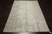 9x12 Gray, Beige, Aqua Color Hand Loomed Tibetan Wool Transitional Oriental Rug