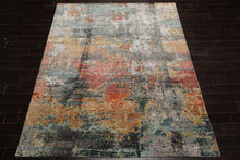 8x10 Gray, Rose, Celadon Color Hand Knotted Sherpa Wool and Silk Modern Oriental Rug